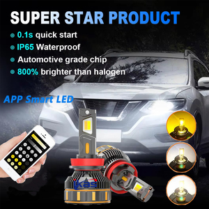 Logo laser gratuit Super lumineux 200W M100 H1 H4 H7 H8 H9 H11 9005 9006 HB3 phares LED de <span class=keywords><strong>voiture</strong></span> APP contrôle Flash tricolore - Product Image 2