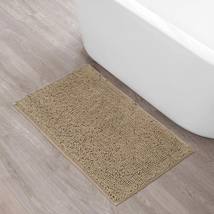 Tapis de bain rectangulaire en coton taupe, épais, en peluche, à poils longs, antidérapant, avec dos en caoutchouc, pour usage domestique - Product Image 3