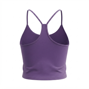 Débardeur en tricot pour femme, couleur unie, col rond, en spandex et polyester, respirant, style décontracté, longueur courte - Product Image 4
