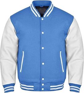 Veste de baseball pour homme en laine respirante avec manches en cuir, taille plus, épaules tombantes, style universitaire, disponible dans toutes les couleurs - Product Image 1