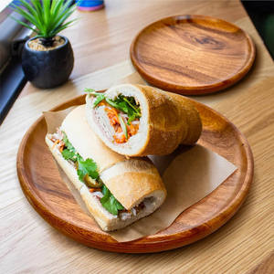 Serveur de charcuterie, 4 assiettes en bois, table à manger en bois d'acacia Offre Spéciale, plateau en bois pour sandwichs et desserts - Product Image 4