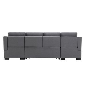 Divano Sezionale Letto con Doppio Spazio di Stoccaggio, Rivestimento Grigio e 2 Cuscini Rimovibili - Product Image 6