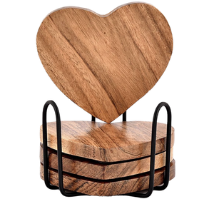 Juego de 6 Posavasos Hechos a Mano con Logotipo Personalizado, Posavasos de Madera de Acacia, Posavasos de Madera de Olivo - Product Image 5