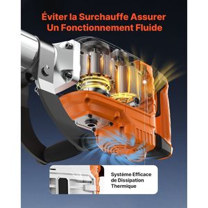 Martello Demolitore Elettrico Professionale da 3500W, 1900 BPM, con 2 Scalpelli e Guanti per Demolizione - Product Image 5