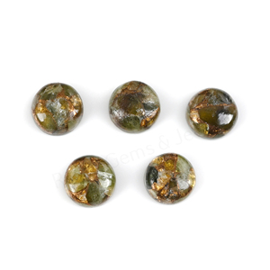 Mohave Natural <b>Peridot</b> Copper Composite 12mm Round Shape High Polish Smooth Loose Gemstone Cabochon For Jewelry Making Pendant - Product Image 3