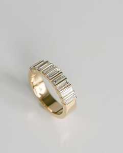 Bague demi-éternité de haute qualité avec diamants taille baguette cultivés en laboratoire, en or jaune 10K, cadeau de mariage ou de fête pour les amoureux - Product Image 3