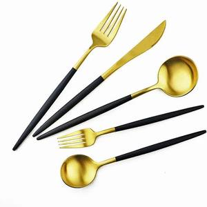 Sustainable Elegant Durable <b>Reusable</b> Metal <b>Cutlery</b> <b>Set</b> Golden Knives Stainless Steel Spoon Forks Western Ceramic Pearl Handle - Product Image 3
