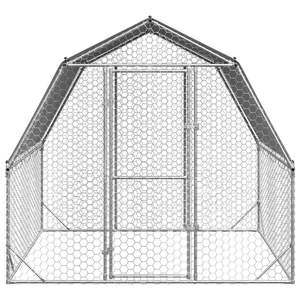 Corral Grande y Resistente para Pollos, Jaula para Mascotas de Acero Galvanizado Plateado - Product Image 3
