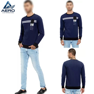Prix d'usine, service OEM ODM, sweat-shirt imprimé personnalisé pour homme, molleton épais et chaud, col rond à rayures contrastées, pull-over - Product Image 6