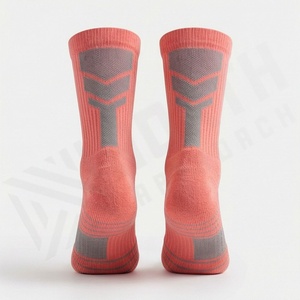 Coral Athletic <b>Crew</b> <b>Socks</b> With Geometric Pattern Breathable Polyester Spandex Running Support <b>Socks</b> For Adults Summer - Product Image 1