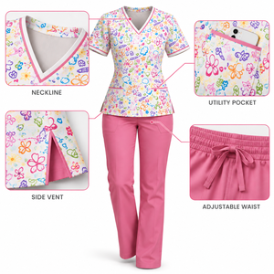 Uniformes Médicos Duraderos Unisex, Conjuntos de Uniformes de Tela de Sarga de Algodón y Poliéster, Colores Personalizados, Trajes de Enfermería, Ropa de Trabajo Médica para Doctores y Clínicas - Product Image 2