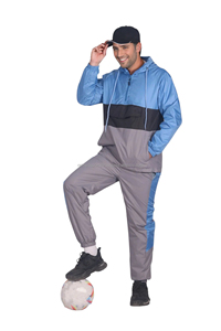 Ensemble de survêtement pour homme avec contraste de couleurs, manches longues, style sportif, poches latérales, séchage rapide, vêtements de printemps - Product Image 2
