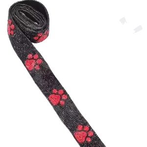 Correas de Bolso Personalizadas Hechas a Mano con Cuentas Blancas y Doradas Bordadas con Diseño de Huella de Pata, Accesorios de Moda para Bolsos - Product Image 1