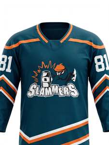 Maillot de hockey sur glace personnalisé sublimé bleu sarcelle foncé, uniforme d'entraînement d'équipe respirant haute densité, tenue de hockey sur glace personnalisée numérotée pour hommes - Product Image 4