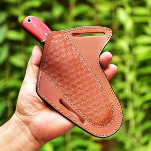 Cuchillo de caza y vaquero occidental de acero de Damasco con espiga recta, mango de hueso de camello, patrón de gota de lluvia, para camping y desollado, OEM/ODM - Product Image 6