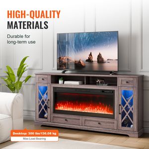 Mobile TV Angolare di Lusso Stile Pastorale da 80 Pollici con Caminetto da 42 Pollici, Cassetti e Armadietti Contenitori, Tavolo Console 2 - Product Image 3