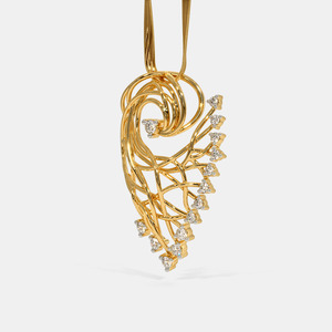Collar con Colgante de Pluma de Pavo Real en Oro Amarillo con Diamante Cultivado en Laboratorio - Product Image 3
