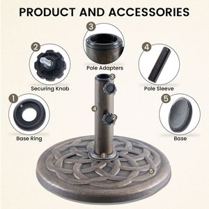 Base Rotonda Durevole da 30 Libbre per Ombrelloni da Esterno con Base in Resina e Struttura in Ferro per Ombrelloni da Giardino e Supporti per Ombrelloni da Mercato - Product Image 2