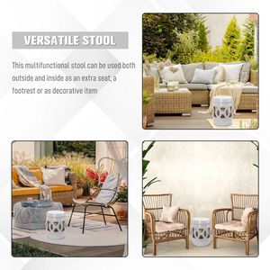 Tabouret de jardin en céramique 14'' x 17'' avec motif anneau double nœud, matériau émaillé robuste pour usage extérieur et décoratif domestique - Product Image 5