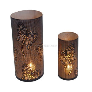 Bougeoir votif en fer décoratif pour la maison lot de 2 pièces avec fini enduit de poudre noire bougeoir décoratif votif - Product Image 6