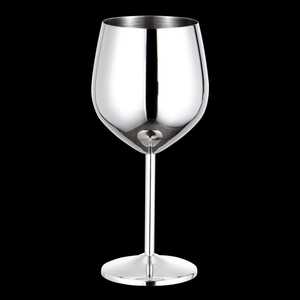 Copa de Vino Grande de Acero Inoxidable Pulido Espejo, Copa Metálica Plateada Irrompible con Tallo, Vajilla para Bar, Venta al por Mayor - Product Image 1
