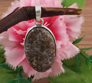 Collier unisexe en argent sterling 925 plaqué platine avec pierre précieuse de jaspe naturel de couleur terre vintage, fait à la main, cadeau - Product Image 5