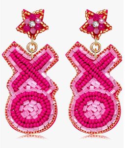 Pendientes colgantes con cuentas en forma de flor para mujer, estilo bohemio, patrón naranja, amarillo y blanco, joyería para fiesta - Product Image 6