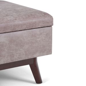Owen Distressed Grey Taupe Coffee Table <b>Storage</b> Ottoman Stylish <b>Stool</b> & Ottoman Furniture - Product Image 5