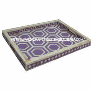 Plateau de service décoratif pour hôtel, maison et mariage, en provenance d'Inde, classique, rond, poli, en matériau MPO - Product Image 6