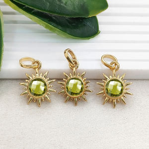 Pendentif en Lapis Lazuli en forme de soleil, plaqué or, serti de pierres, bijou rond en Lapis Lazuli, charme soleil en pierre précieuse ronde de 6 mm - Product Image 2