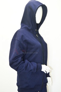 Sudadera Clásica Azul Marino para Mujer con Capucha Delantera, Lavado Ácido, Forro Polar de Algodón Suave, Transpirable, Ropa Deportiva Personalizada al por Mayor, Larga - Product Image 3