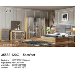 Modern Bedroom Set 35532-120A <b>Queen</b> <b>Size</b> Wood Furniture With Lighted Headboard And Mirror Wardrobe - Product Image 6