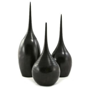 Ensemble de pots décoratifs noirs modernes à forme abstraite haute pour la décoration de luxe de la maison, présentoir de console de salon, pots faits à la main - Product Image 1