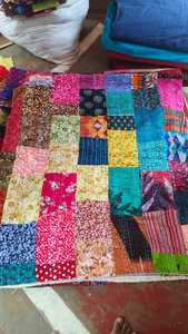 Colchas Kantha Hechas a Mano 100% Algodón Ecológico Reciclado con Piezas de Tela Coloridas, Costura Tradicional, Estilo Rústico - Product Image 3