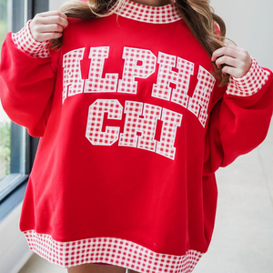 Chi o Wholesale <b>Mock</b> <b>Neck</b> Cotton Fleece Sweatshirt Women Men Ladies Unisex Letter Applique Polka Dot Gingham Patch - Product Image 6