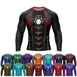 Maillots de compression à manches longues pour surf et natation, couleur unie, vêtements de BJJ, matériel d'entraînement NO GI JIU JITSU, Rash Guard - Product Image 1