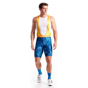 Cuissard de cyclisme ajusté pour homme en Spandex et Polyester, séchage rapide, imprimé bleu-orange, pour adulte, longueur courte - Product Image 5