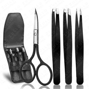High Quality Black Stainless Steel Slant Eyebrow Tweezers Precision Hair Removal Beauty <b>Tool</b> OEM - Product Image 1