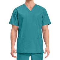 Haut de blouse vert à col en V pour hommes, en coton et polyester tissé, uniformes d'hôpital