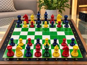 Jeu d'échecs en bois, pièces d'échecs colorées, jeu de société de stratégie classique, échiquier en bois de qualité supérieure, jeu éducatif familial - Product Image 1