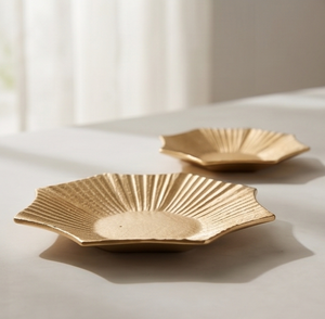 Plateau en métal à motif géométrique facetté, finition texturée, pour cuisine et table à manger, article pour fournisseur de commandes en gros - Product Image 5