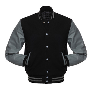 OEM Premium Varsity <b>Jacket</b> Customizable Bomber Wool Body with Real Cow Leather Sleeve Lettermen Embroidery Custom Design Patches - Product Image 5