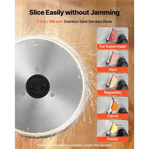 Rebanadora Eléctrica de 8.6 Pulgadas y 200W, Certificada por ETL, Picadora de Carne, Dos Cuchillas SUS420, Grosor Ajustable de 0-0.6 Pulgadas - Product Image 3