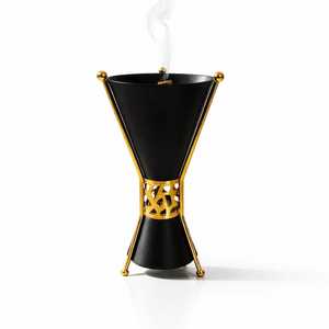 Brûleur d'encens de luxe en métal doré, motif croissant de lune, calligraphie arabe, avec couvercle en filigrane, pour Bakhoor et Oud du Moyen-Orient - Product Image 3
