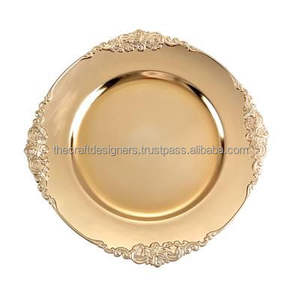 Assiette de présentation dorée artisanale, vaisselle décorative en métal, plats de luxe pour servir les aliments, sans danger pour le contact alimentaire - Product Image 1