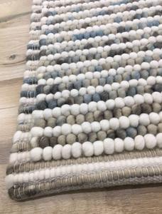 Indian Handlmade Factory Chunky Wool Felt Ball <b>Rug</b> Striped High Texture Handmade Thick Soft Living Room Carpet Wholesale Factory - Product Image 3