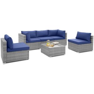 Set da 6 Pezzi per Conversazione all'Aperto con Tavolino in Vetro Temperato - Product Image 1