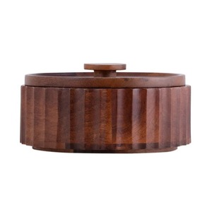 Plat à gratin rond en bois moderne avec couvercle émaillé, écologique, isolé, antiadhésif, design contemporain - Product Image 3
