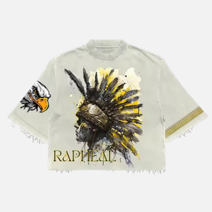 Camiseta de algodón de manga corta con cuello redondo y estampado frontal para hombre Locked Studios, estilo hip hop, de punto, corte oversize. - Product Image 3