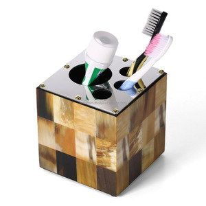 Soporte para cepillo de dientes de cuerno de búfalo hecho a mano soporte y organizador de baño de cuerno natural para decoración de tocador moderna - Product Image 5